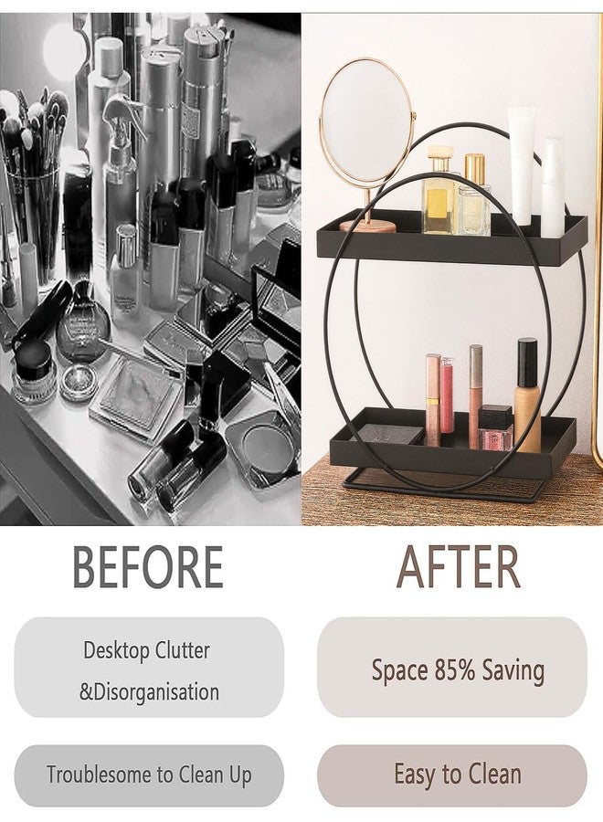 جو هوكد منظم تخزين معدني من طبقتين من جو هوكد | رف قائم بذاته 17×30×33 سم للحمام والمطبخ والمكتب | رف موفر للمساحة لأدوات النظافة والمكياج والإكسسوارات (أسود) - Image 3